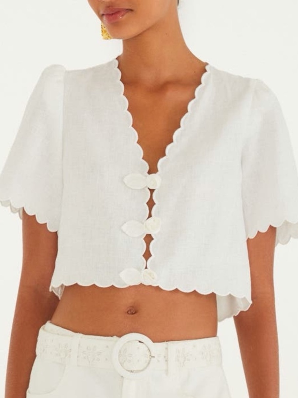 FARM Rio Roses Scallop Crop Top - Picture 2 of 6